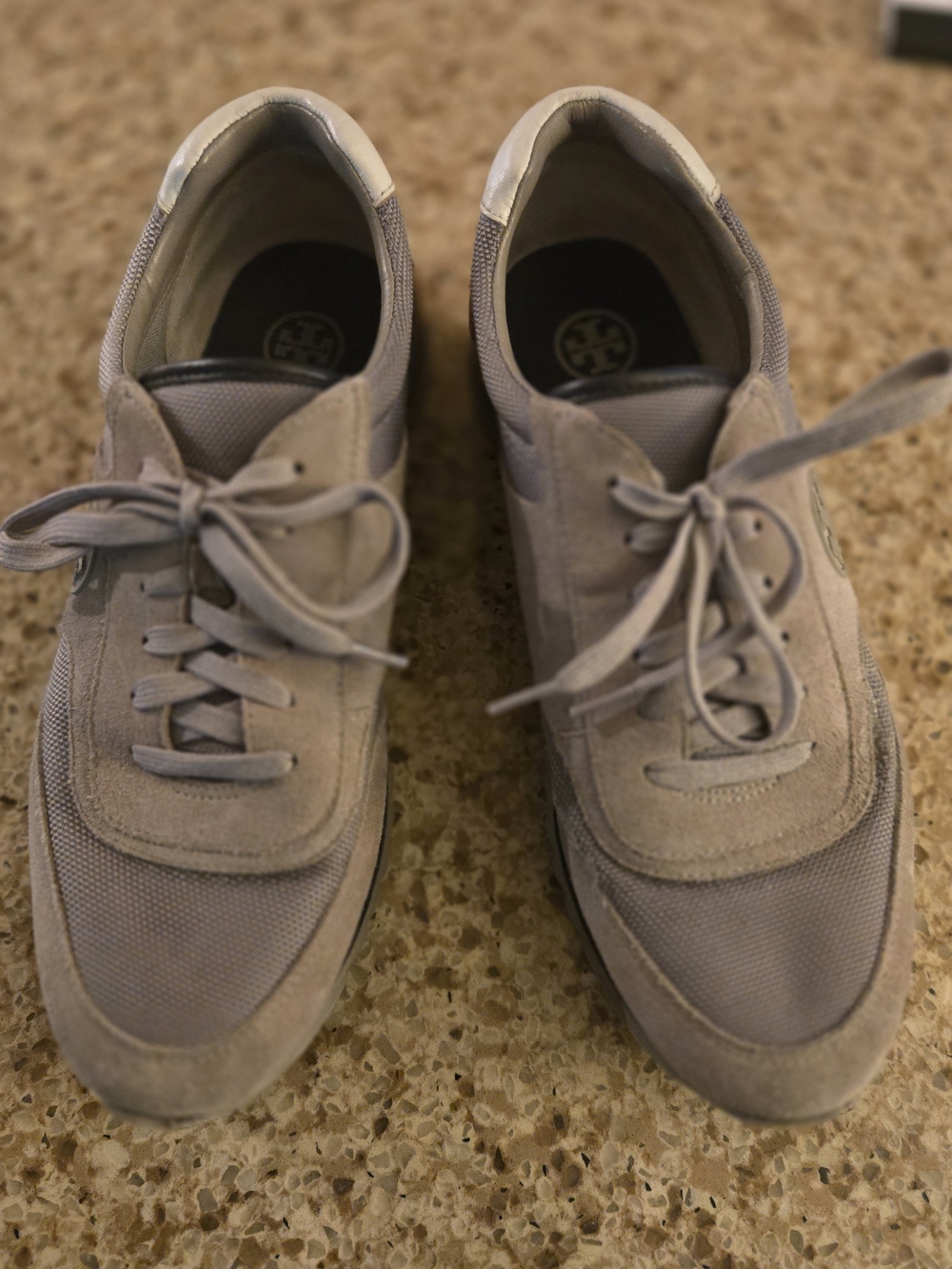 Tory Burch Woman’s Light Gray Suede & Mesh Sneakers